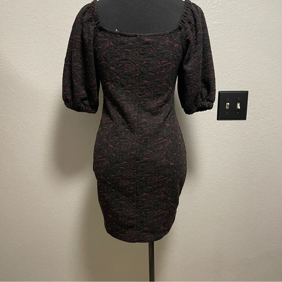 NWT Free People Sunset Mini Dress with Puff Sleeves, Black, X-Small - Picture 5 of 6